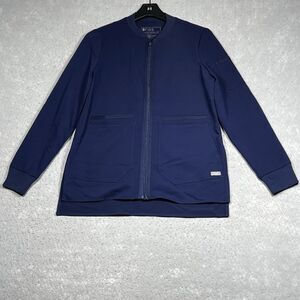 Figs Bellery Scrub Jacket Women's XS Blue Full Zip Pockets Stretch Nurse